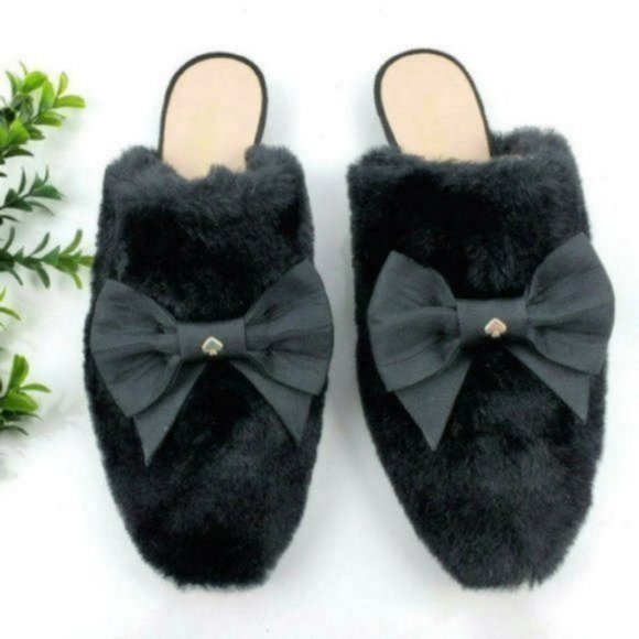 kate spade Shoes - Kate Spade Jocelyn Faux Fur Slippers in Black Sz 7